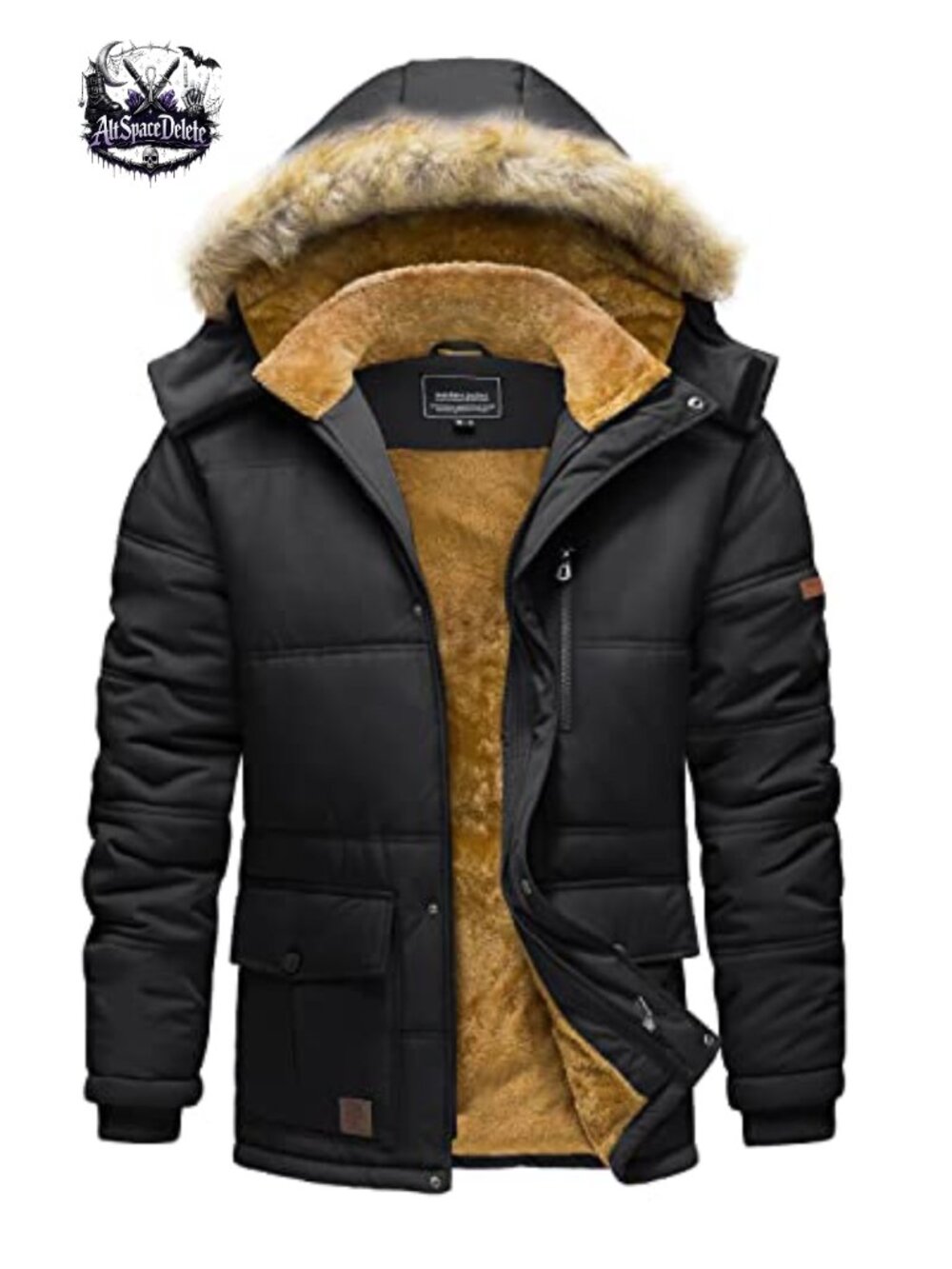 Men's Winter Fleece-Lined Hooded Parka Windproof Thicken Coat